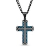 Thumbnail Image 1 of Men's 1/4 CT. T.W. Black Enhanced Diamond Chain Link Cross Pendant in Stainless Steel with Black and Blue IP - 24"
