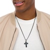 Thumbnail Image 2 of Men's 1/4 CT. T.W. Black Enhanced Diamond Chain Link Cross Pendant in Stainless Steel with Black and Blue IP - 24"