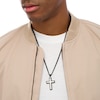 Thumbnail Image 2 of Men's 1/5 CT. T.W. Diamond Multi-Finish Beveled Edge Cross Pendant in Stainless Steel and Black IP - 24"