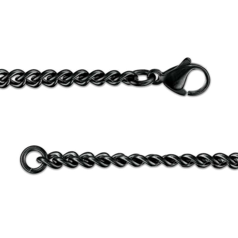 Main Image 3 of Men's 1/5 CT. T.W. Diamond Multi-Finish Beveled Edge Cross Pendant in Stainless Steel and Black IP - 24"