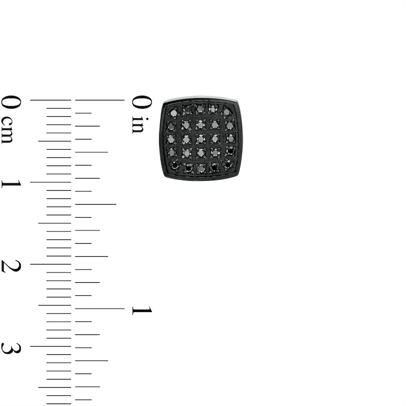 Main Image 2 of Men's 1/4 CT. T.W. Cushion Composite Black Enhanced Diamond Stud Earrings in Stainless Steel with Black IP