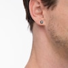 Thumbnail Image 2 of Men's 7.0mm Black Spinel Multi-Finish Solitaire Stud Earrings in Stainless Steel and Black IP