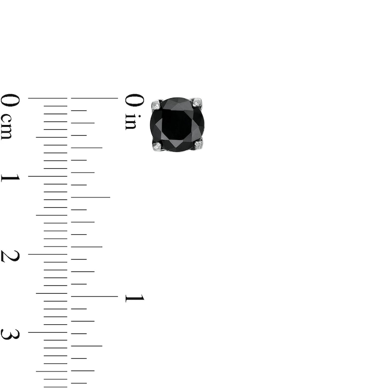 Main Image 3 of Men's 7.0mm Black Spinel Multi-Finish Solitaire Stud Earrings in Stainless Steel and Black IP