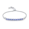Thumbnail Image 1 of Sideways Oval Tanzanite Eight Stone Bar Bolo Bracelet in Sterling Silver - 9.5&quot;