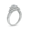 Thumbnail Image 3 of 1-1/5 CT. T.W. Emerald-Cut Diamond Frame Vintage-Style Tiered Shank Engagement Ring in 14K White Gold (I/I1)