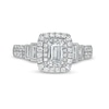 Thumbnail Image 4 of 1-1/5 CT. T.W. Emerald-Cut Diamond Frame Vintage-Style Tiered Shank Engagement Ring in 14K White Gold (I/I1)