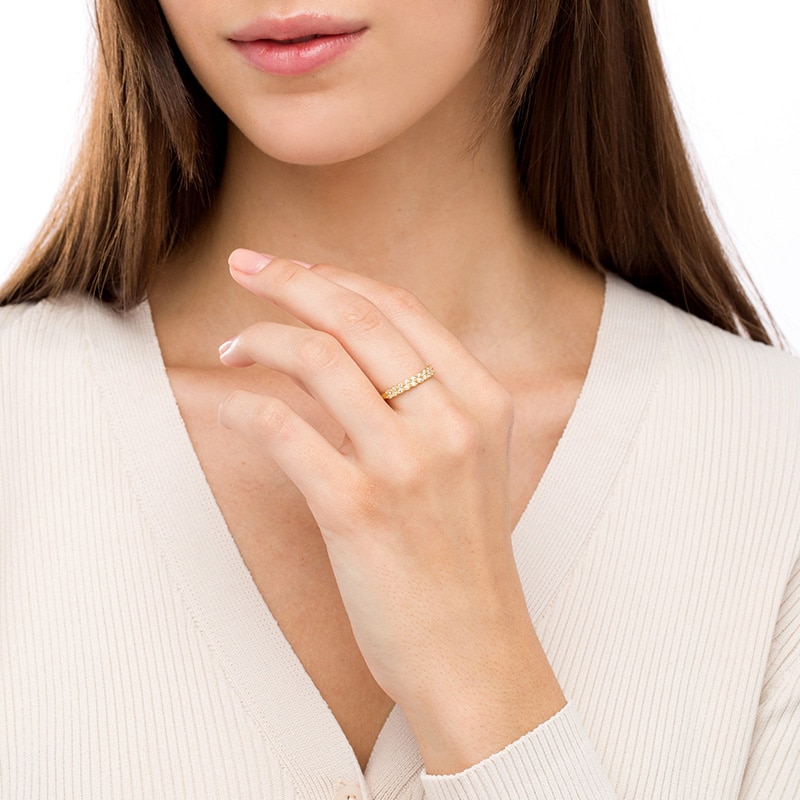 Main Image 2 of 1/4 CT. T.W. Diamond Marquise-Shaped Double Row Stackable Band in 10K Gold