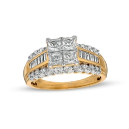 2 CT. T.W. Quad Princess-Cut Diamond Engagement Ring in 10K Gold