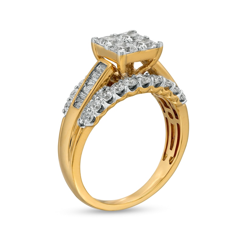 Main Image 3 of 2 CT. T.W. Quad Princess-Cut Diamond Engagement Ring in 10K Gold