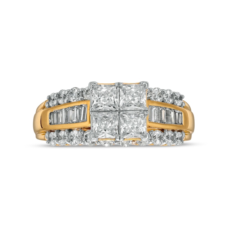 Main Image 4 of 2 CT. T.W. Quad Princess-Cut Diamond Engagement Ring in 10K Gold