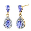 Thumbnail Image 0 of Pear-Shaped Tanzanite and 1/4 CT. T.W. Diamond Frame Double Teardrop Earrings in 14K Gold