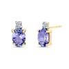 Thumbnail Image 1 of Oval Tanzanite and 1/10 CT. T.W. Diamond Accent Stud Earrings in 14K Gold