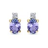 Thumbnail Image 2 of Oval Tanzanite and 1/10 CT. T.W. Diamond Accent Stud Earrings in 14K Gold