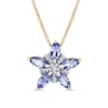 Thumbnail Image 0 of Marquise Tanzanite and 1/10 CT. T.W. Diamond Star Flower Pendant in 14K Gold