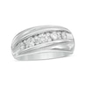 Thumbnail Image 1 of 1 CT. T.W. Diamond Slanted Wedding Band in 10K White Gold