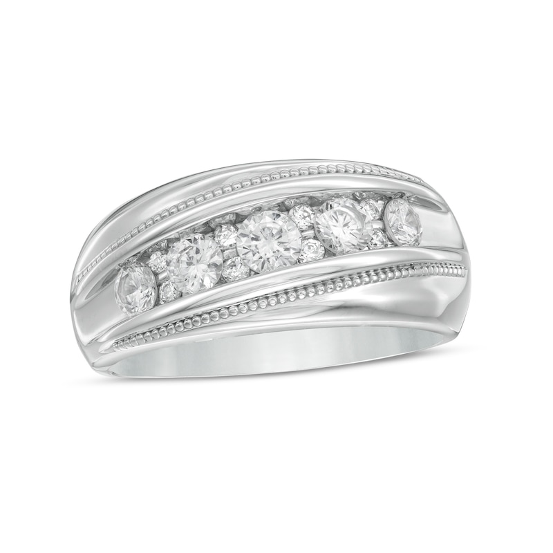 Main Image 1 of 1 CT. T.W. Diamond Slanted Wedding Band in 10K White Gold