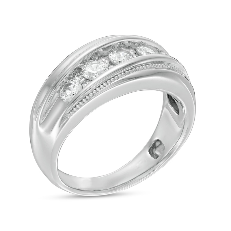 Main Image 3 of 1 CT. T.W. Diamond Slanted Wedding Band in 10K White Gold