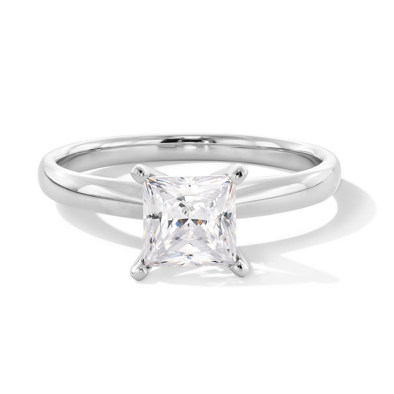 Main Image 1 of 1 CT. Certified Princess-Cut Lab-Grown Diamond Solitaire Engagement Ring in 14K White Gold (F/VS2)