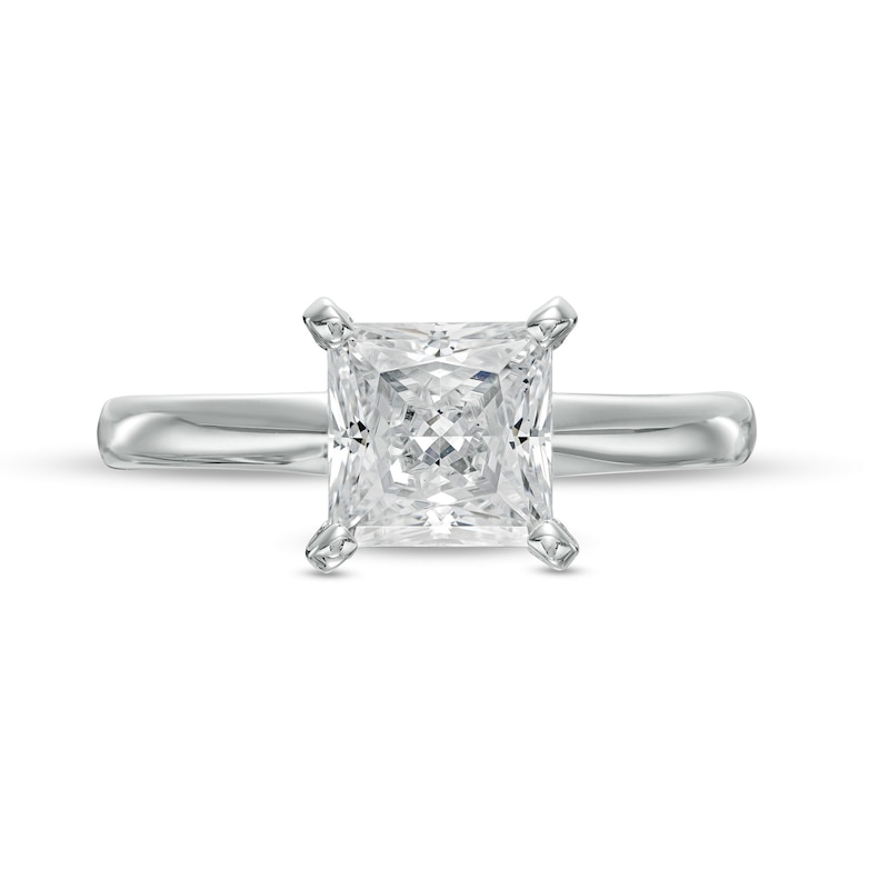 Main Image 4 of 1-1/2 CT. Certified Princess-Cut Lab-Grown Diamond Solitaire Engagement Ring in 14K White Gold (F/VS2)