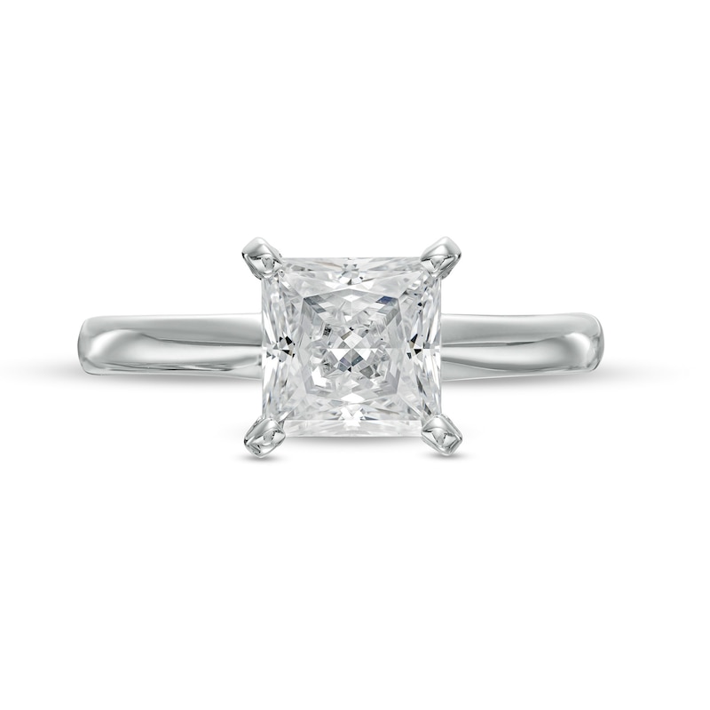 1-1/2 CT. Certified Princess-Cut Lab-Created Diamond Solitaire Engagement Ring in 14K White Gold (F/VS2)