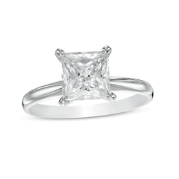 2 CT. Certified Princess-Cut Lab-Grown Diamond Solitaire Engagement Ring in 14K White Gold (F/VS2)