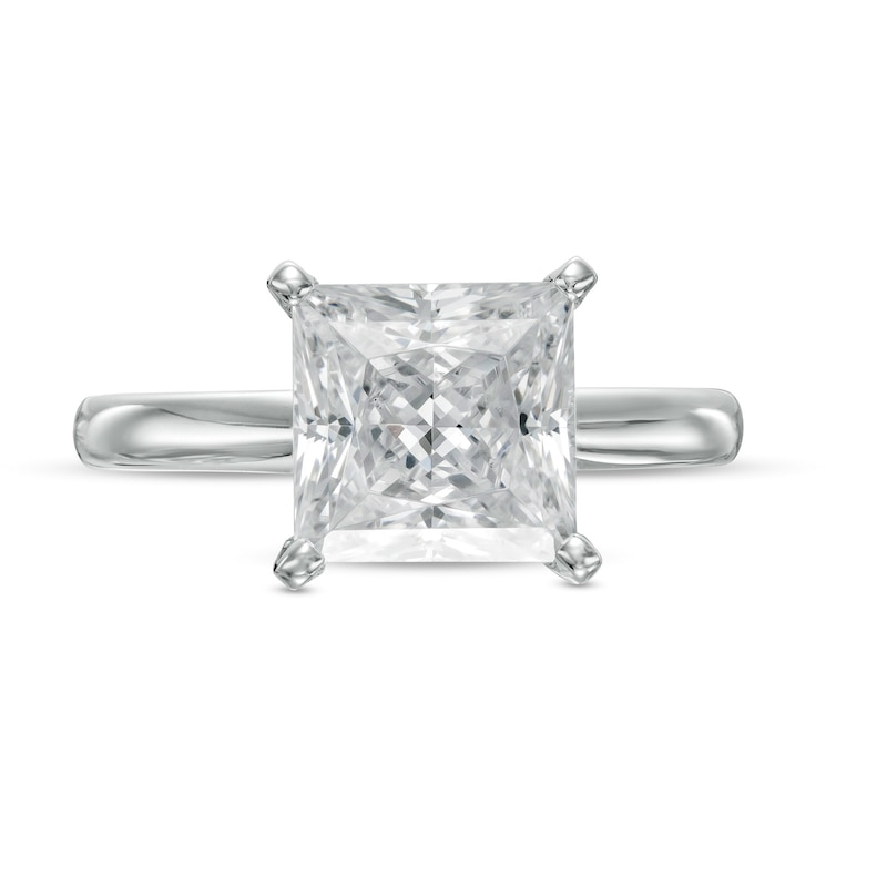 Main Image 4 of 3 CT. Certified Princess-Cut Lab-Grown Diamond Solitaire Engagement Ring in 14K White Gold (F/VS2)