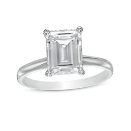 3 CT. Certified Emerald-Cut Lab-Grown Diamond Solitaire Engagement Ring in 14K White Gold (F/VS2)
