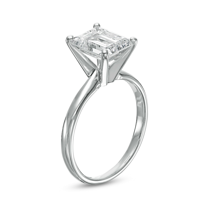 Main Image 3 of 3 CT. Certified Emerald-Cut Lab-Grown Diamond Solitaire Engagement Ring in 14K White Gold (F/VS2)