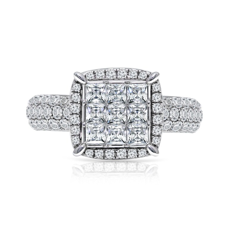 Main Image 3 of 2 CT. T.W. Composite Princess-Cut Frame Engagement Ring in 14K White Gold