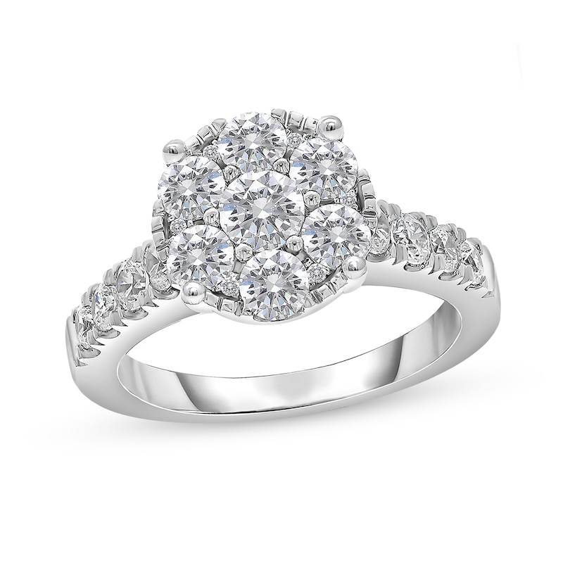 2 CT. T.W. Diamond Oval Frame Engagement Ring in 14K White Gold