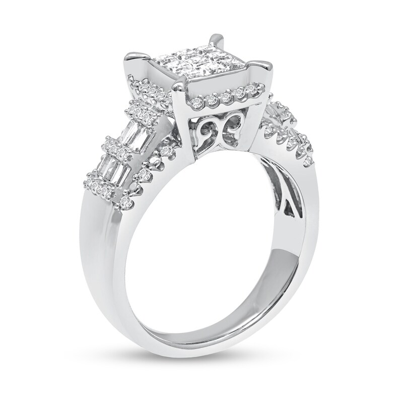 Main Image 2 of 1 CT. T.W. Composite Princess-Cut Diamond Frame Engagement Ring in 14K White Gold