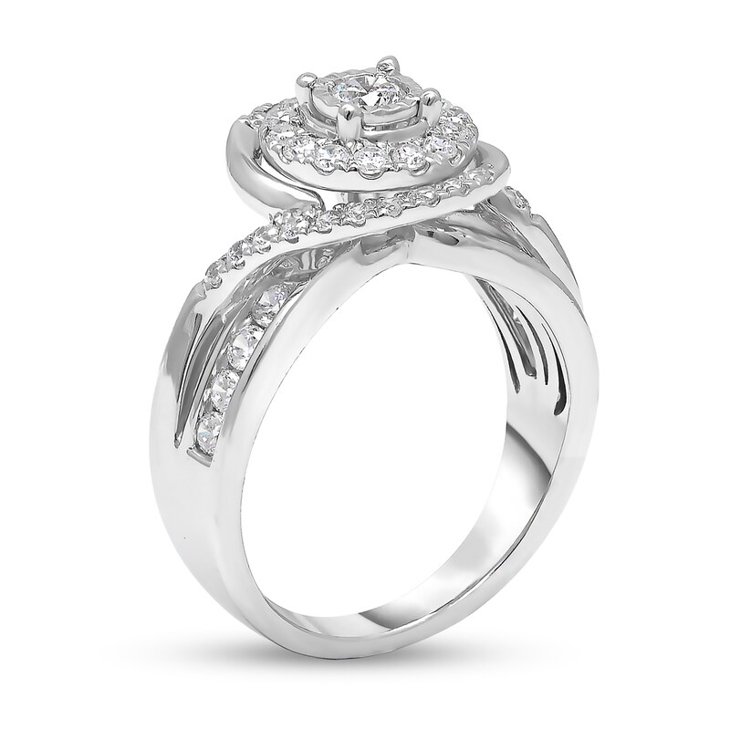 1 CT. T.W. Diamond Frame Bypass Engagement Ring in 14K White Gold