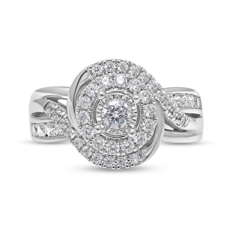 1 CT. T.W. Diamond Frame Bypass Engagement Ring in 14K White Gold