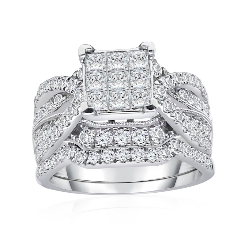 2 CT.T.W. Composite Diamond Multi-Row Engagement Ring in 14K White Gold