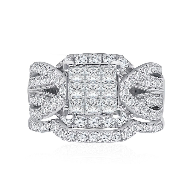 2 CT.T.W. Composite Diamond Multi-Row Engagement Ring in 14K White Gold