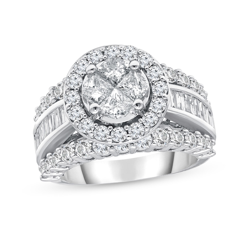 3 CT. T.W. Composite Diamond Frame Engagement Ring in 14K White Gold