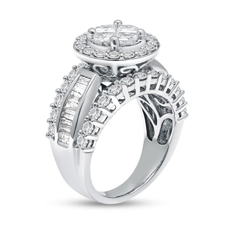 3 CT. T.W. Composite Diamond Frame Engagement Ring in 14K White Gold
