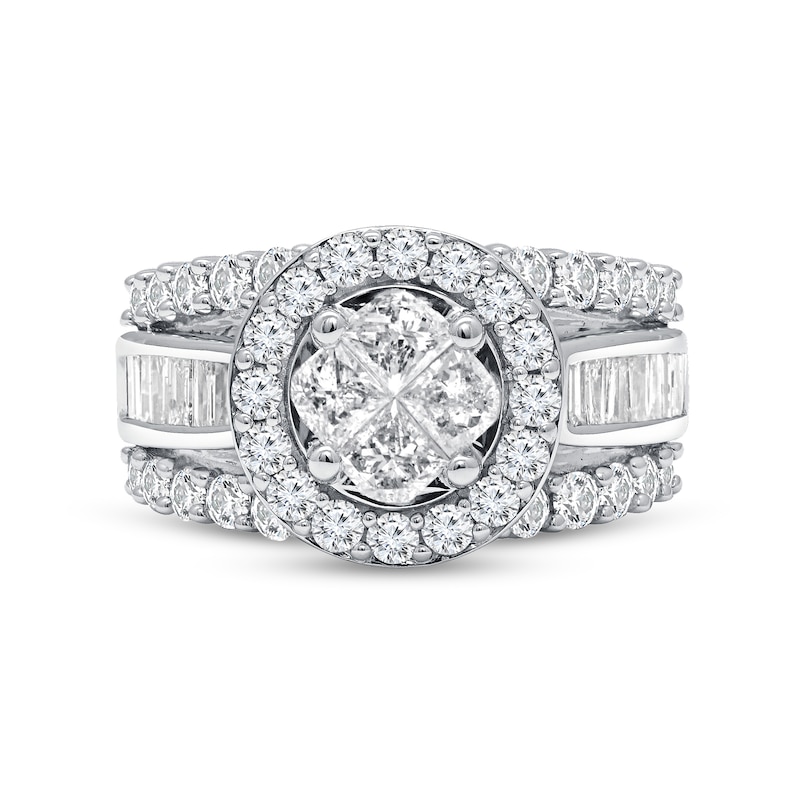 3 CT. T.W. Composite Diamond Frame Engagement Ring in 14K White Gold