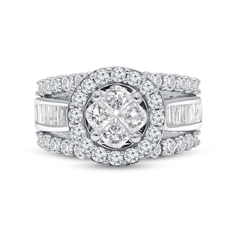 3 CT. T.W. Composite Diamond Frame Engagement Ring in 14K White Gold