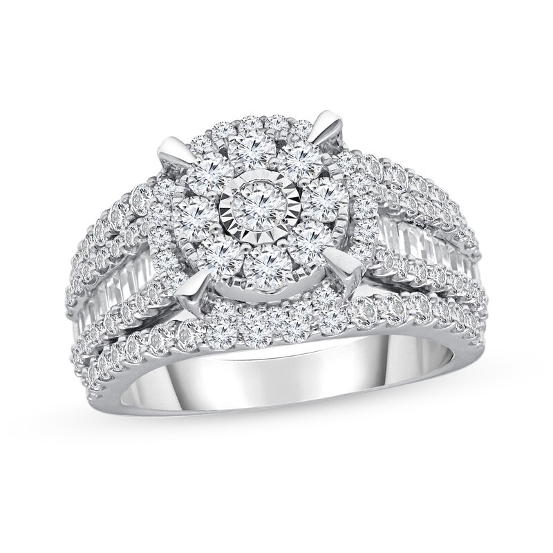 Main Image 1 of 2-7/8 CT. T.W. Composite Diamond Oval Frame Engagement Ring in 14K White Gold