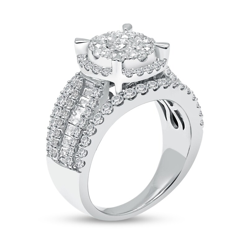 Main Image 2 of 2-7/8 CT. T.W. Composite Diamond Oval Frame Engagement Ring in 14K White Gold