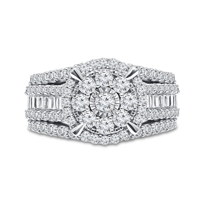 2-7/8 CT. T.W. Composite Diamond Oval Frame Engagement Ring in 14K White Gold
