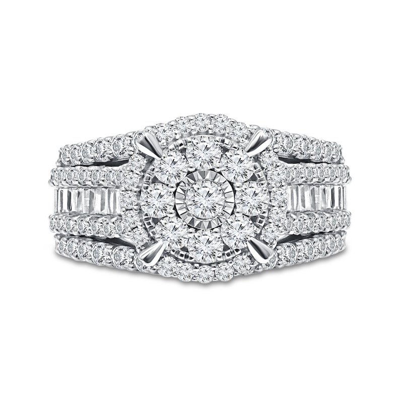 Main Image 3 of 2-7/8 CT. T.W. Composite Diamond Oval Frame Engagement Ring in 14K White Gold
