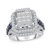 Thumbnail Image 1 of 2-7/8 CT. T.W. Composite Diamond and Blue Lab-Created Sapphire Square Frame Engagement Ring in 14K White Gold