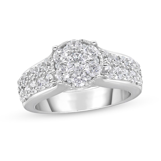 1 3/4 Ct. T.w. Composite Diamond Engagement Ring In 14k White Gold