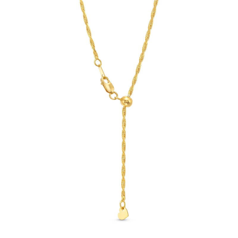 Main Image 3 of 1.58mm Adjustable Diamond-Cut Rope Chain Necklace in Solid 14K Gold - 22"