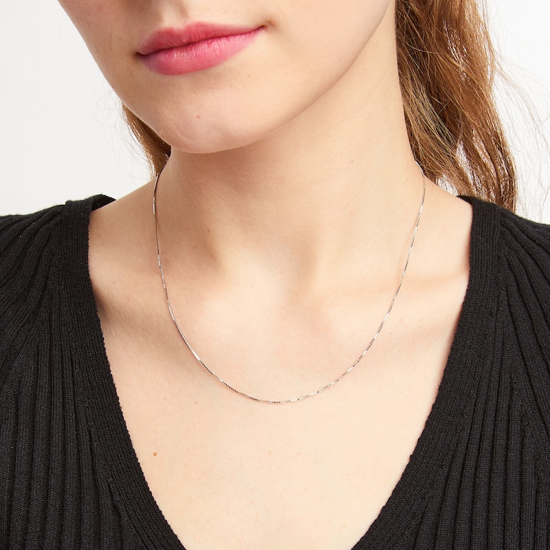 Main Image 2 of 0.90mm Box Chain Necklace in Solid 14K White Gold - 18"