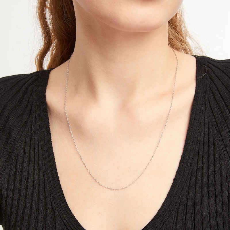 Main Image 2 of 1.0mm Adjustable Singapore Chain Necklace in Solid 14K White Gold - 22"