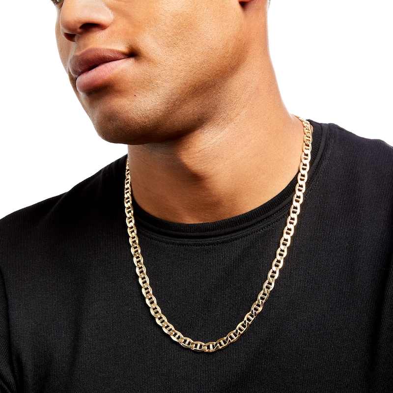 Main Image 2 of 8.0mm Mariner Chain Necklace in Hollow 10K Gold - 22"