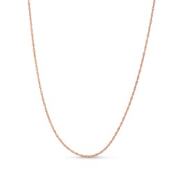 1.0mm Adjustable Singapore Chain Necklace in Solid 14K Rose Gold - 22"